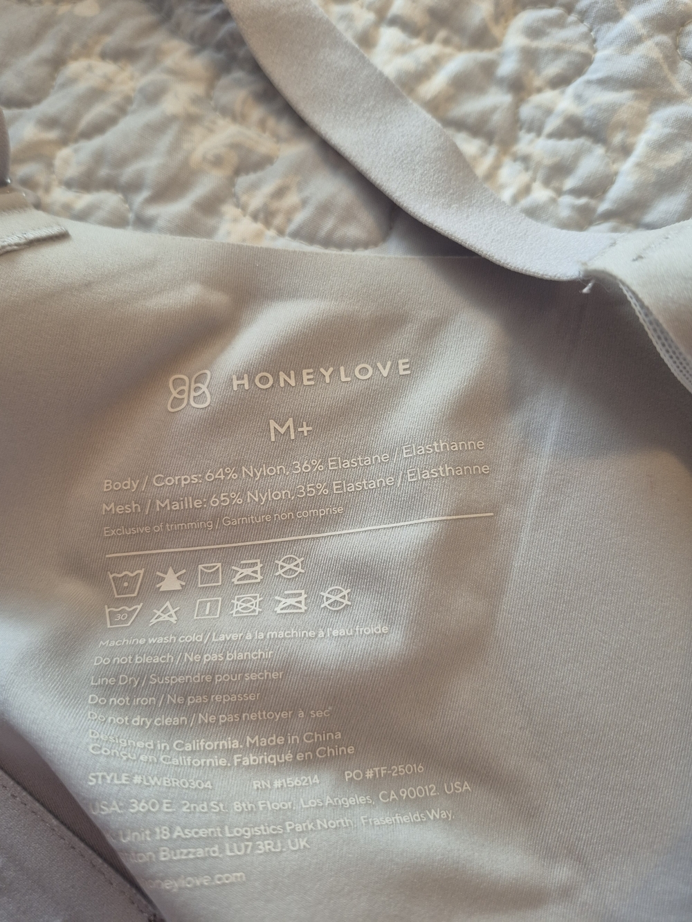 Honeylove Wireless Crossover  Comfort Bra Light Gray Size M+ - Picture 3 of 3